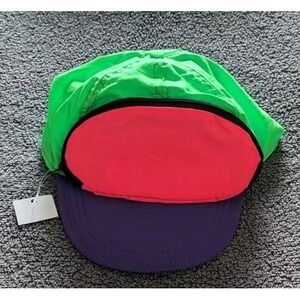Vintage CAPSAC Multicolor Beach Cap w Zipper Pocket Adjustable Nylon New Neon